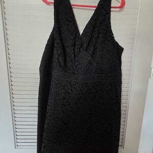 LOFT Black Lace Eyelet Below The Knee Dress